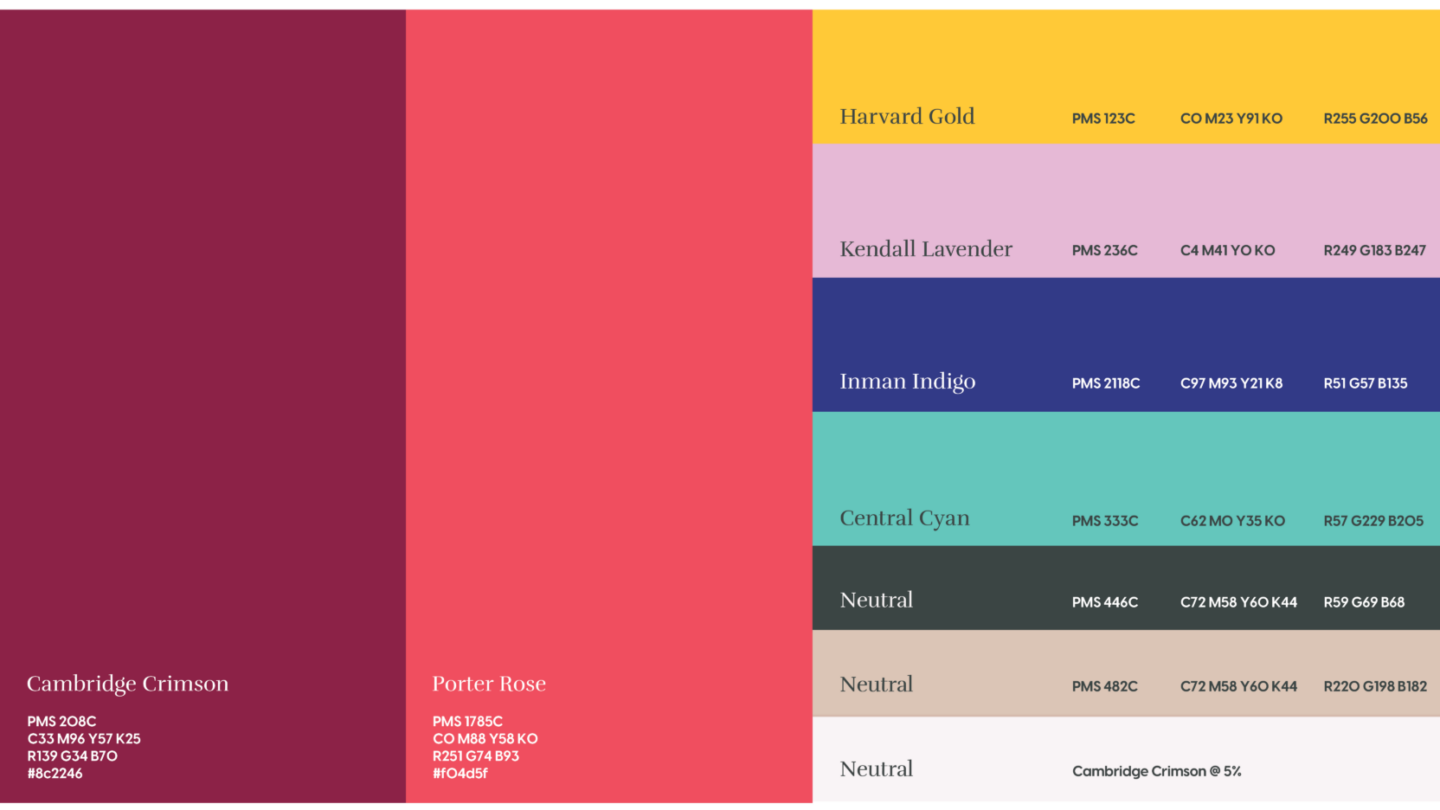 Harvard federal credit union color palette