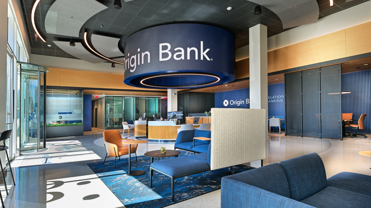 Origin Bank Preston Financial Center lobby area